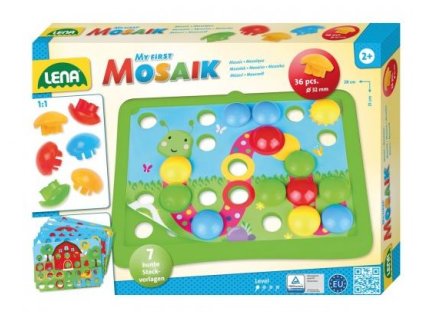 LENA - Mozaika klobouček příroda 3,2cm hladký 36ks + předlohy 7ks pro nejmenší