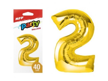 Balónek č. 2 nafukovací fóliový 40 cm - zlatý