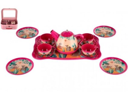 Čajová sada nádobí plech 15ks v kufříku 29x20x10,5cm