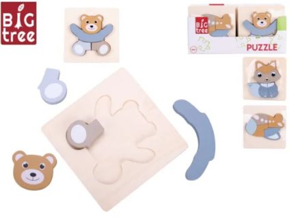 Big Tree puzzle dřevěné 15x15cm 4-5ks 3druhy 18m+
