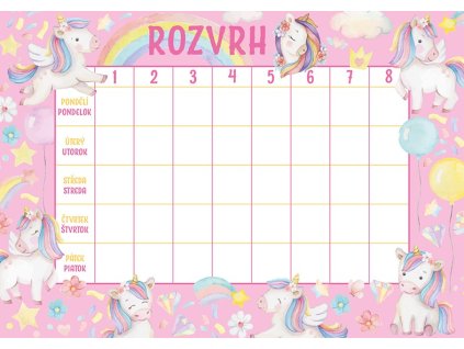 Rozvrh hodin - Jednorožci