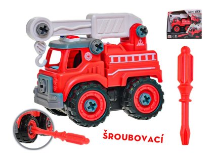 Veselé šroubovací hasičské autíčko pro děti – plastová hračka s volným chodem, ideální pro kluky i holky od 3 let, rozvíjí motoriku a fantazii, 13 cm dlouhé, v krabičce. EAN 8592117616998
