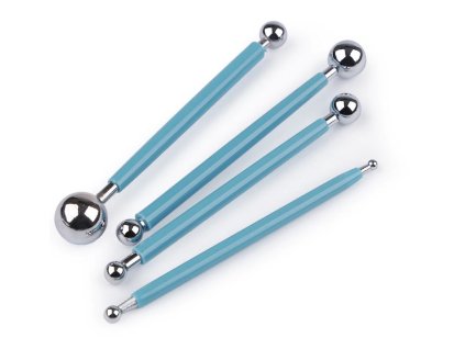 Modelovací pomůcky s kuličkami z nerezové oceli – sada 4 ks pro práci s polymerovou hmotou, hlínou i modelínou | www.majjam.cz