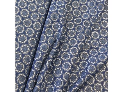 Plátno s motivem drobných mandal na tmavě modrém podkladu – elegantní metráž z www.majjam.cz