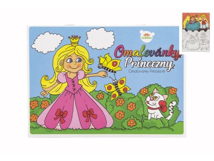 Omalovánky Princezny – 8 listů obrázků ve formátu A5 (21 × 15 cm) pro děti od 3 let z www.majjam.cz  👑Omalovánky Princezny 21x15cm 8 listů A5