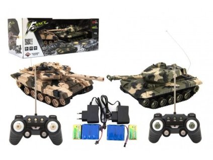 RC tanková bitva – 2 ks tanky 25 cm v maskáčovém designu se světlem a zvukem, s dobíjecím packem z www.majjam.cz