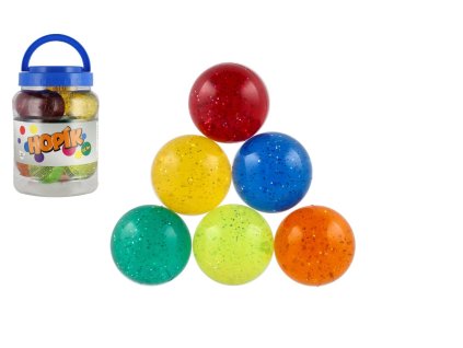 Míček/hopík se třpytkami 6 cm – skákací hračka pro děti v třpytivém designu z www.majjam.cz