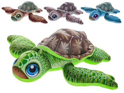 Želva plyšová 28 cm s třpytivým krunýřem – hnědá, šedá, modrá nebo zelená barva – plyšová hračka od 0m+ z www.majjam.cz