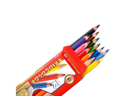 Pastelky Koh-i-noor trojhranné lakované 12 ks – sada kvalitních pastelek z FSC dřeva pro děti i dospělé z www.majjam.cz