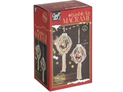 Vánoční macramé koule XMAS – kreativní sada s makramé šňůrou, koulemi a konfetami pro výrobu elegantních vánočních dekorací – www.majjam.cz