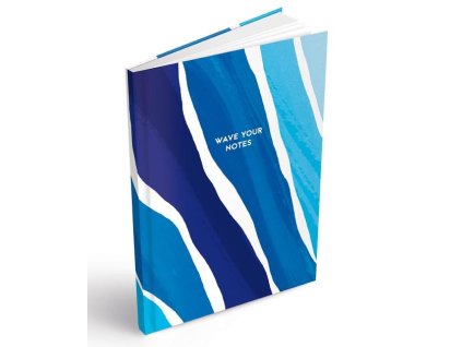 Záznamová kniha MFP A5 s modrými pruhy a tečkami, pevné laminované desky, 100 čistých listů – www.majjam.c