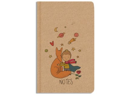 Notes A5 KRAFT Princ s moderní grafikou na kraftové obálce, linkovaný blok se stužkou, pevná vazba V4 – www.majjam.cz