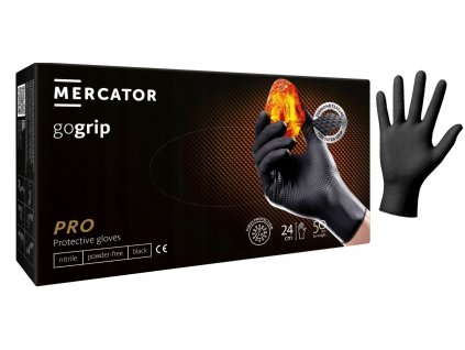 Nitrilové rukavice Mercator GoGrip Extra černé, porézní, 50 ks XL – odolné, nesmekavé rukavice pro tvoření, dílnu i domácnost z www.majjam.cz