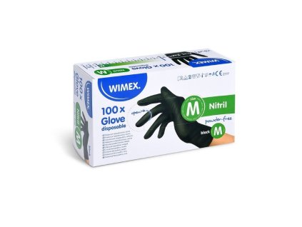 Černé nitrilové rukavice WIMEX, nepudrované, 100 ks velikost M – ideální pro tvoření, barvení i úklid, chrání a nesmekají z www.majjam.cz