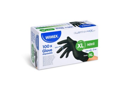 Černé nitrilové rukavice WIMEX, nepudrované, 100 ks velikost XL – pevné a pohodlné rukavice pro tvoření, barvení i dílnu z www.majjam.cz