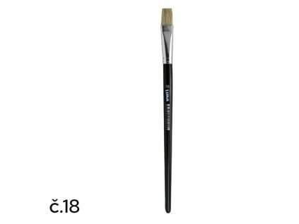 Plochý štětec č. 18 s přírodními štětinami, lakovanou rukojetí a bezešvou zděří – www.majjam.cz