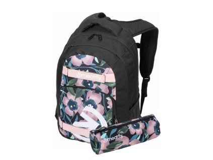 Batoh Meatfly Exile Pink Flowers 24 l s penálem zdarma – stylový školní a městský batoh s kapsou na notebook