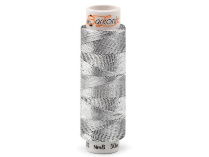 Metalická nit Elisabeth stříbrná – jemná vyšívací příze 50 m pro ruční i strojové šití