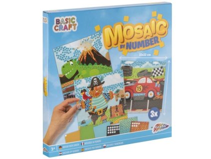 Mozaikové obrázky podle čísel – dino, pirát, auto, kreativní sada s pěnovými samolepkami pro děti