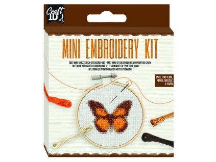 Vyšívání křížkovým stehem mini sada Motýl, kreativní vyšívací sada pro začátečníky