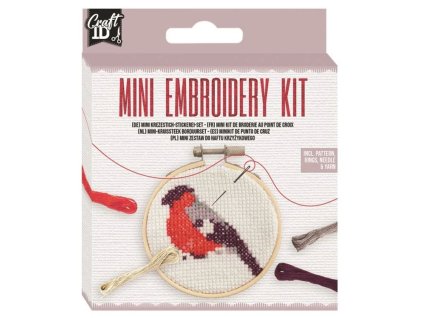 Vyšívání křížkovým stehem mini sada Ptáček, kreativní vyšívací sada pro začátečníky