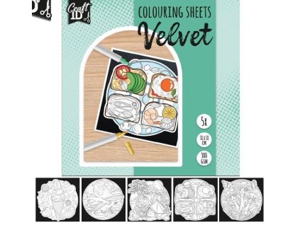 Sametové vybarvovací obrázky 5 ks 18 × 18 cm zelené, kreativní vybarvování pro děti