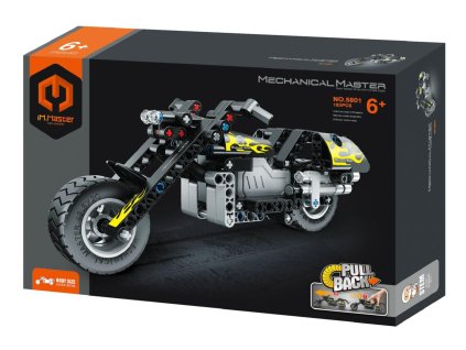 Stavebnice iMMASTER motorka na zpětné natažení plast 183 dílků v krabici 29x20x6cm