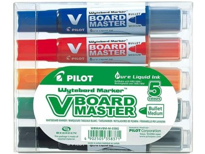 Popisovače na bílé tabule Pilot V-Board Master sada 5 ks – značkovače s výměnnou náplní