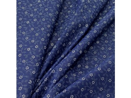 Plátno - Modrotisk, drobná kytička