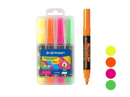 Zvýrazňovač CENTROPEN 8542/4 sada FLEXI