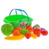 Dětská sada ovoce a zeleniny v plastovém košíku v barevných variantách – modrá, růžová, zelená, oranžová – z www.majjam.cz