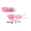 Růžová sada dětského nádobí pro panenky – 9 ks, baleno v síťce – z www.majjam.cz