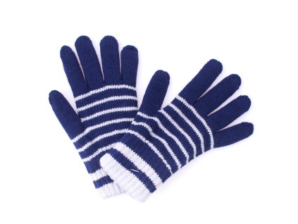 Zimní rukavice Pletex 10963 Tmavě modrá se sv. šedými proužky