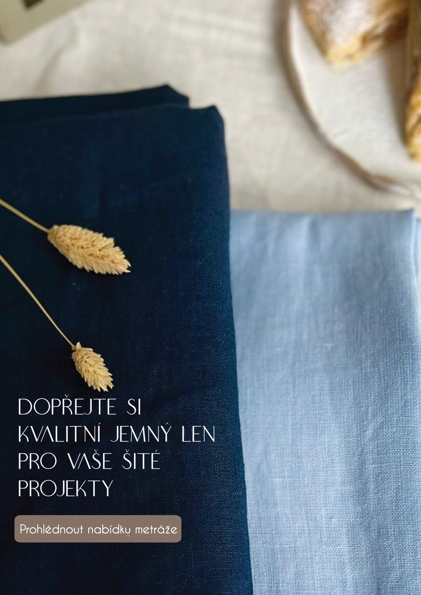 Len metráž, metráž lnu, lněné látky, lněné plátno, potisk, vzorovaný len, český len