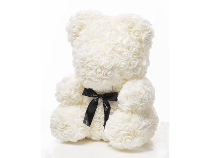 1961 medvedik z ruzi biely rose bear 40 cm darcekova krabica