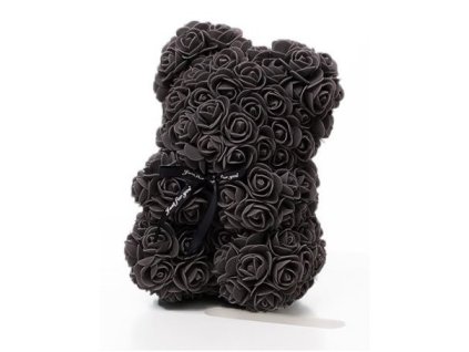 Fekete Rose Bear maci rózsákból 25 cm + Díszdoboz