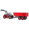 Red Farmer Távirányítós traktor vörös pótkocsival 1:28