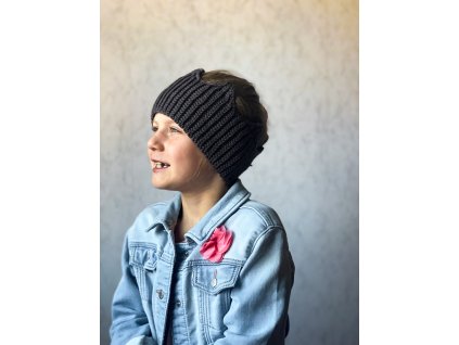 Funkční háčkovaná čelenka korunka Hnědá