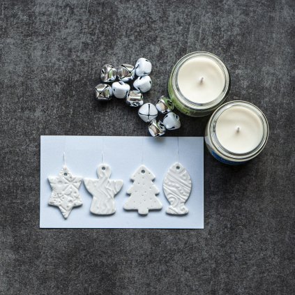 Porcelánové vianočné ozdoby 4ks - biele