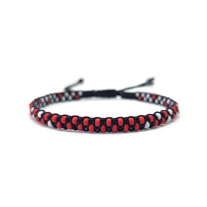 01 červenobílý korálkový náramek