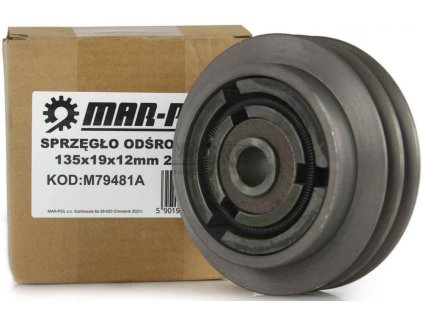 Odstredivá spojka pre motor, priemer 135 mm, hriadeľ 19 mm, 2 remenice, MAR-POL