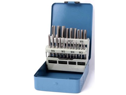Sada závitnikov 21-dielna, M3, M4, M5, M6, M8, M10, M12, kovová kazeta, XL-TOOLS