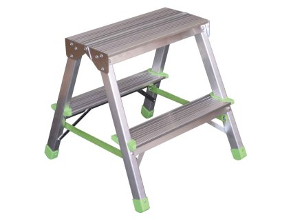 Schodíky hliníkové obojstranné - 2 stupne, 38 cm, nosnosť 120 kg, VASKO