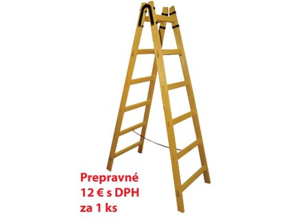 Rebrík drevený dvojdielny bez háčika 8 - priečkový, 266 cm