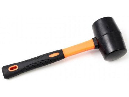 Kladivo gumené so sklolaminátovou rukoväťou 350 g, čierna pryž, priemer 55 mm, XL-TOOLS