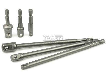 Sada krátkych a dlhých adaptérov 1/4 "3/8" 1/2" 4HRAN-6HRAN, 6-dielna, GEKO
