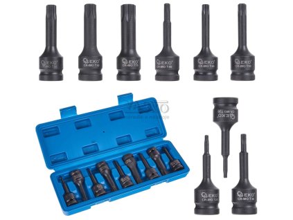 Sada úderových TORX hlavíc 1/2", T20 - T70, 9-dielna, GEKO
