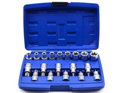 Sada 1/2" hlavíc TORX E10-E24 a 1/2" hlavíc s TORX bitmi T20-T70, 19-dielna, GEKO