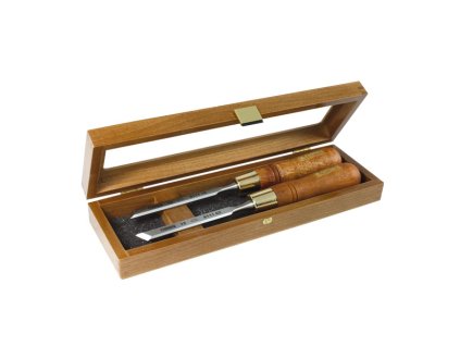 Sada šikmých dlát v drevenej kazete, 2-dielna, čepeľ 124x12 mm, NAREX