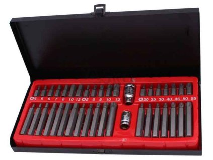 Sada bitov 10 mm,  40-dielna, 6HRAN, TORX, XZN, kovová kazeta, materiál S2, XL-TOOLS